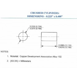 Copper Crusher Cylinders (Package of 5) With Certs